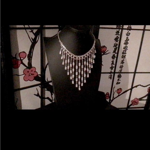 Rhinestone beauty in silver tone with cascading rhinestone rivulets - Picture 2 of 10